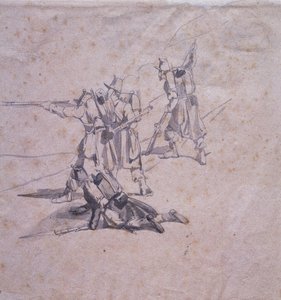 4人の兵士の活躍 作： Giovanni Fattori
