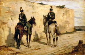 イタリア、ビエラ、軽騎兵の絵 作： Giovanni Fattori