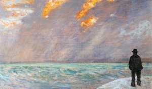 イタリア、フィレンツェ、海の夕日 作： Giovanni Fattori