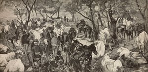 トスカーナのアペニン山脈の市場、Giovanni Fattori (1825-1908) の絵画からの彫刻、L