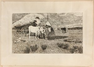 牛と荷馬車 (マレンマ) 作： Giovanni Fattori
