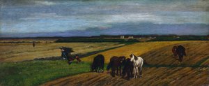 ジョバンニ・ファットーリ（1825-1908）の「牧草地」。 作： Giovanni Fattori