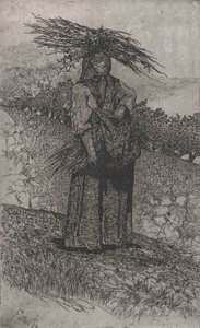 棒を集める農民の女性、1884～1908年。 作： Giovanni Fattori