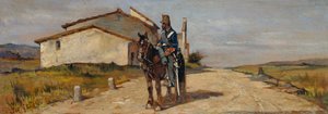 パトロール中の馬上の兵士または馬上のカラビニエール 作： Giovanni Fattori