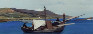 漁船とプンタ・ディ・ロミート、1866年頃、油彩・カンヴァス 作： Giovanni Fattori