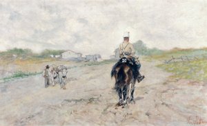 ジョバンニ・ファットーリ（1825-1908）の「トルーパー」。 作： Giovanni Fattori