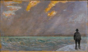 海に沈む夕日 作： Giovanni Fattori
