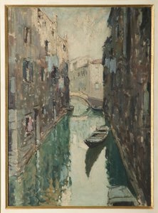 ヴェネツィアの運河 (油絵) 作： Giovanni Forghieri