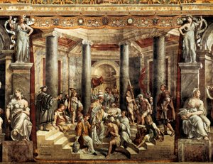 コンスタンティヌスの洗礼 作： Giovanni Francesco (c.1488 1528) Penni