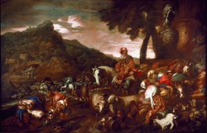 アブラハムの旅 ジョバンニ・ベネデット・カスティリオーネ・ディット・イル・グレケット（1610-1665）の絵画 1654年 パラッツォ・ロッソのガレリア 遺伝子 作： Giovanni Francesco Castiglione
