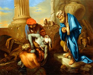 セナケリブの命令に逆らって死者を埋めるトビット、 作： Giovanni Francesco Castiglione