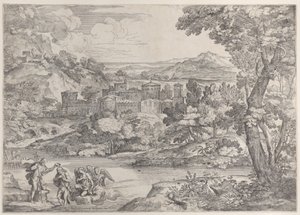 左下の風景の中のキリストの洗礼、1626-80., 1626-80.