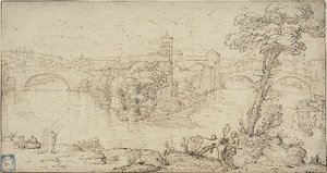 ティベリーナ島の眺め 作： Giovanni Francesco Grimaldi