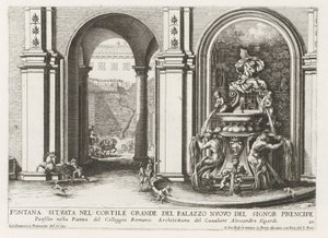 Binnenplaats van het Palazzo Doria Pamphilj te RomeのFontein 王子のヌオーヴォ宮殿の広い中庭にある噴水 (...) (オブジェクトのタイトル) ローマの宮殿と庭園の噴水 (シリーズ名) Fonteinen in de paizen en tu 作： Giovanni Francesco Venturini