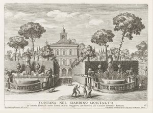 Fonteinen in de tuinen van de Villa Montalto Negroni te Rome モンタルト庭園の噴水 (...) (オブジェクトのタイトル) ローマの宮殿と庭園の噴水 (シリーズ名) Fonteinen in de paizen en tuinen van Rome (シリーズタイトル) 作： Giovanni Francesco Venturini
