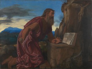 聖ジェローム、c。 1527-1530 作： Giovanni Girolamo Savoldo