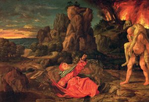 聖アンソニーの誘惑、1530年頃（木に油彩） 作： Giovanni Girolamo Savoldo