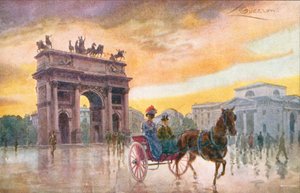 ミラノ／ミラノ：アルコ・デッラ・パーチェ（カラーリトグラフ） 作： Giovanni Guerzoni