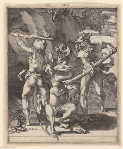 レルネーのヒドラと戦うヘラクレス ヘラクレスとの情景 (シリーズタイトル) 作： Giovanni Jacopo Caraglio