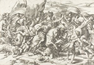 盾と槍をめぐる戦い 作： Giovanni Jacopo Caraglio