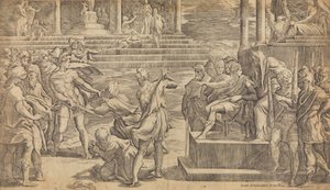 聖ペテロと聖パウロの殉教、カリフォルニア州。 1527年。 作： Giovanni Jacopo Caraglio