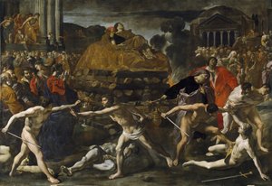 「ローマ皇帝の葬式」ジョヴァンニ・ランフランコ作の火葬画（1582-1647） 1636年頃 マドリードのプラド美術館 作： Giovanni Lanfranco