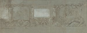アブラハムのいけにえとエジプトへの逃避を描いた壁の装飾のデザイン 1600-1647。 作： Giovanni Lanfranco