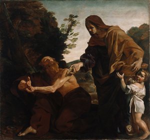 エリヤはザレパスの未亡人からパンを受け取った、1621-24 作： Giovanni Lanfranco