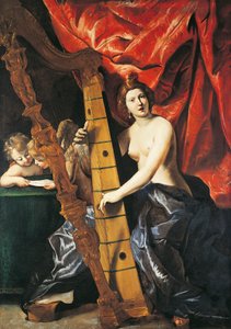 ハープを弾くヴィーナス、音楽のアレゴリー、ジョヴァンニ・ランフランコ作 作： Giovanni Lanfranco