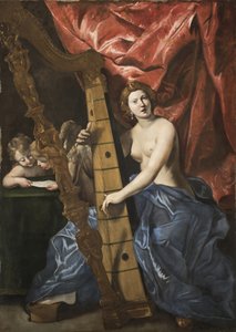 金星がハープを弾く、c.1630。