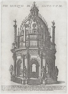 教皇シクストゥス 5 世のためのカタファルケ、1591 年。 作： Giovanni Maggi