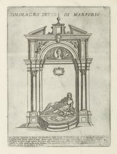 マルフォリオをイメージした噴水 Simolacro detto di Marforio (オブジェクトのタイトル) ローマの近代および古代のモニュメントと建造物 (シリーズ タイトル) ローマの装飾作品 (シリーズ タイトル) 作： Giovanni Maggi