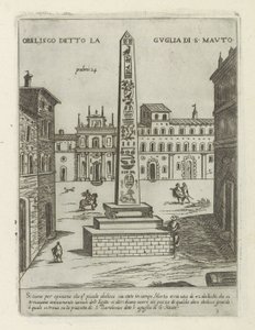 オベリスク テ ローマ Guglia di S. Mauto (オブジェクトのタイトル) として知られるオベリスク Moderne en antieke Monuments en bouwwerken in Rome (シリーズタイトル) ローマのアルマ市の古代と現代の建物の装飾品（シリーズタイトル） 作： Giovanni Maggi