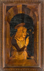 1484年にジョヴァンニ・マリア・プラティナによって象嵌されたリグナイの正典的聖歌隊、スーペリア・ストール 作： Giovanni Maria Platina