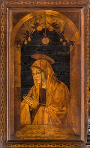 1484年にジョヴァンニ・マリア・プラティナによって象嵌されたリグナイの正典的聖歌隊、スーペリア・ストール 作： Giovanni Maria Platina