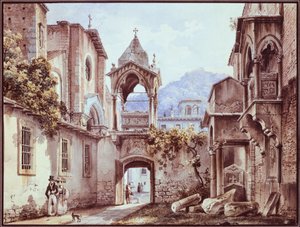 ヴェローナのサン・ジョルジェットの中庭」ジョヴァンニ・ミグリアラ（1785-1837 作： Giovanni Migliara
