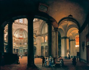 サン・ロレンツォ聖堂の内部からの眺め ジョヴァンニ・ミリアラ（1785-1837）による絵画。1835.ミラノ、ミラノ美術館 作： Giovanni Migliara