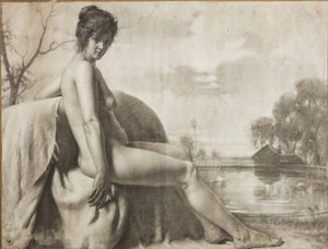 女性ヌード（紙に木炭） 作： Giovanni Muzzioli