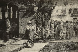 マグダレン、中東の村でターバンと行列を持った女性、ジョヴァンニ・ムッツィオーリ (1854-1894)、モデナ、イタリア、L