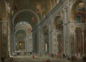 1754年以降のローマ、サン・ピエトロ大聖堂の内部。 作： Giovanni Paolo Panini