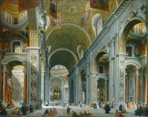 サン ピエトロ大聖堂の内部、ローマ、c。 1754年。 作： Giovanni Paolo Panini