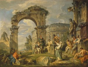クメールのシビルは1743年にキリストの誕生を予言した 作： Giovanni Paolo Pannini
