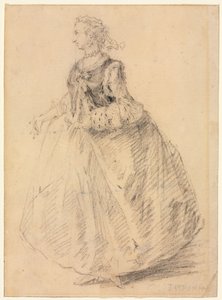 アーミンマフの立っている女性、18世紀。 作： Giovanni Paolo Pannini