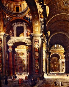 ポリキナック枢機卿、ローマのサンピエトロを訪問、1730 作： Giovanni Paolo Pannini