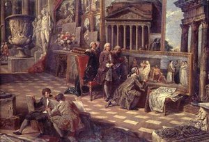 架空の絵画館の内部の詳細 作： Giovanni Paolo Pannini