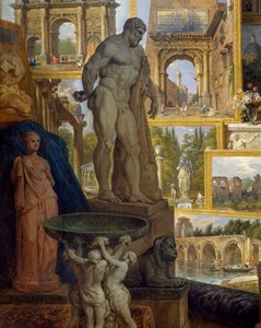 パトロンであるカニヤック修道院長が依頼した古代ローマの名所のギャラリー 作： Giovanni Paolo Pannini