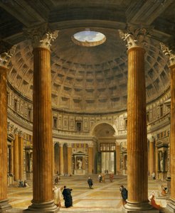 パンテオンの内部、ローマ、本祭壇から入り口まで北を見る、1732 作： Giovanni Paolo Pannini