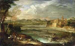 リヴァルタ城のあるトレビアの谷c。 1720 作： Giovanni Paolo Pannini