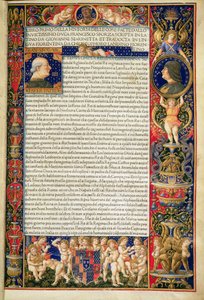 Grenville MS 7251 「Sforziada or The Life of Francesco Sforza」のデラックス コピーの口絵、Ludovico Sforza のために実行、Giovanni Simonetta によって書かれたラテン語原文のイタリア語訳 作： Giovanni Pietro Birago