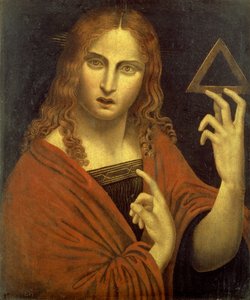 三位一体の象徴を手にするコルコバードのキリスト（パネル） 作： Giovanni Pietro Rizzoli (school of) Giampietrino